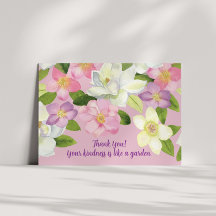 Pink Rose and White Watercolor Magnolia