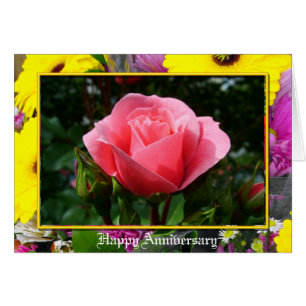 pink rose anniversary card