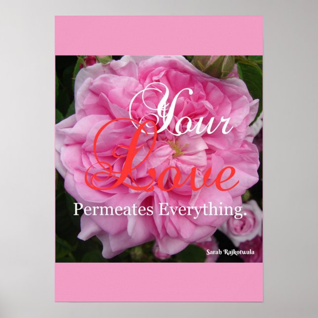 Pink Rose Art Floral Flowers Inspirational Poster (Front)