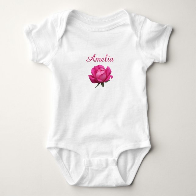 Pink rose baby bodysuit (Front)