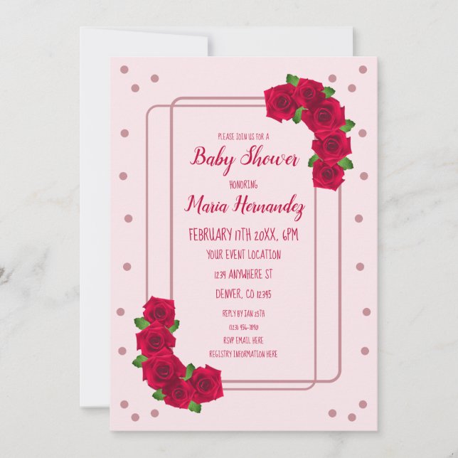 Pink Rose Baby Shower Invitation (Front)