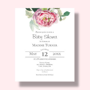 Pink Rose Baby Shower Invitation