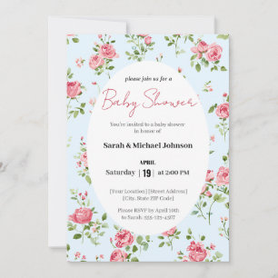 Pink Rose Baby Shower Invitation