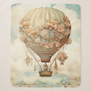 Pink Rose Balloon Pastel Teal Victorian Fairy Tale Sherpa Blanket