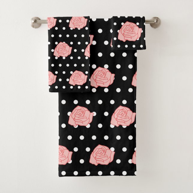 Pink Rose Bathroom Towel Set Gift (Insitu)