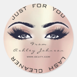 Pink Rose Beauty Glitter Coral Lash Makeup Cleaner Classic Round Sticker