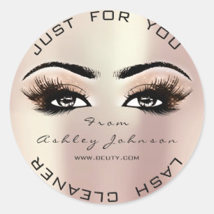 Pink Rose Beauty Glitter Peach Lash Makeup Cleaner Classic Round Sticker