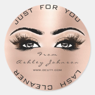 Pink Rose Beauty Glitter Peach Lash Makeup Cleaner Classic Round Sticker