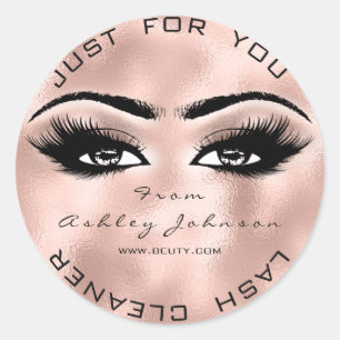 Pink Rose Beauty Glitter Skin Lash Makeup Cleaner Classic Round Sticker