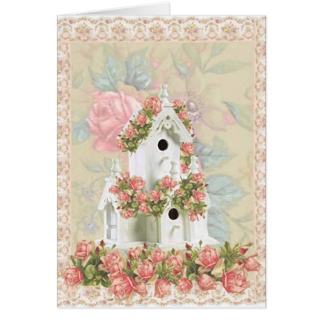 Pink Rose Birdhouse (Front)