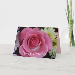 Pink Rose Birthday Card