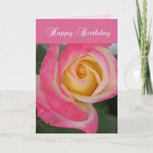Pink Rose Birthday Card