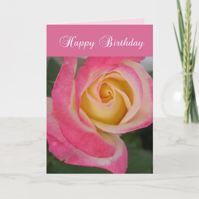 Pink Rose Birthday Card (Front)