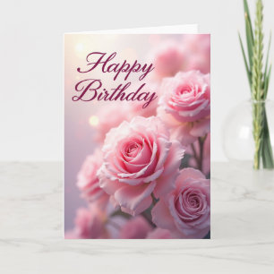 Pink Rose Birthday Card