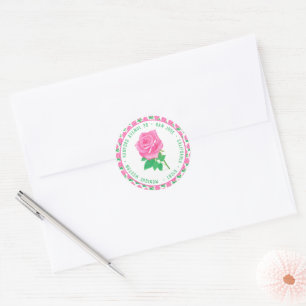 Pink Rose Birthday  Classic Round Sticker