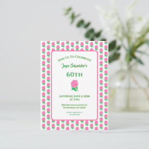 Pink Rose Birthday Invitation Postcard
