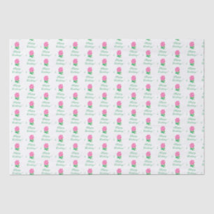 Pink Rose Birthday White Tissue Paper