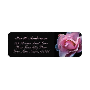 Pink Rose Black Photo Personalised Stationery Name Return Address Label