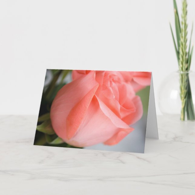 Pink Rose Blank Greeting Card (Front)