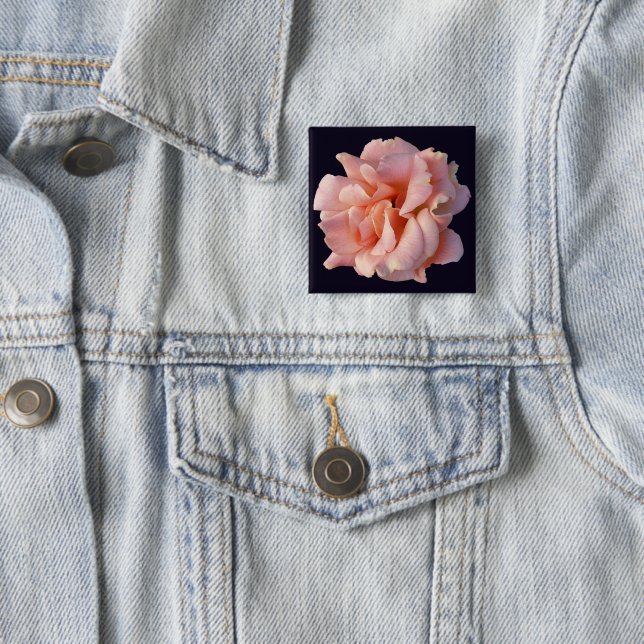 pink rose bloom 15 cm square badge (In Situ)