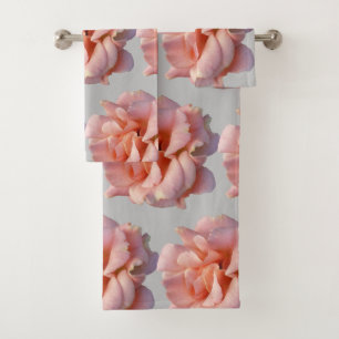 pink rose bloom bath towel set