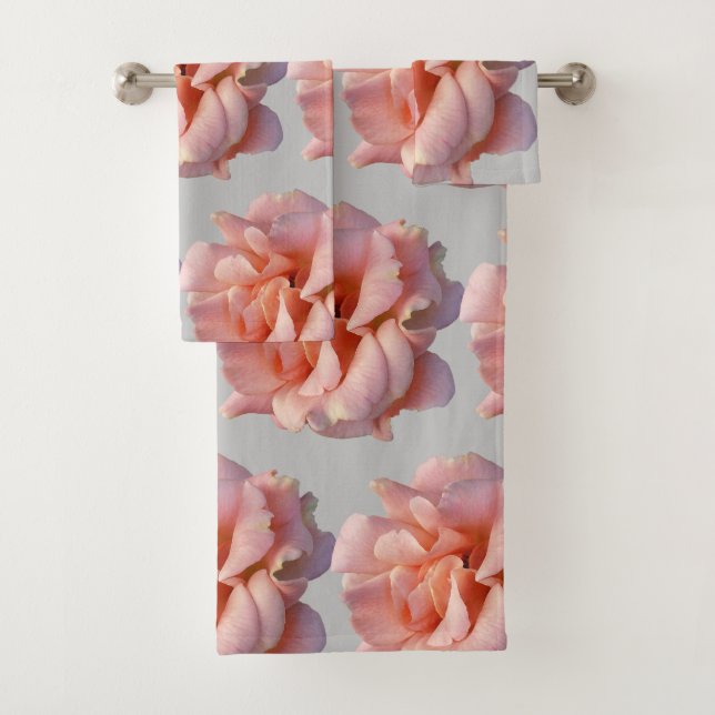 pink rose bloom bath towel set (Insitu)