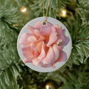 pink rose bloom ceramic ornament