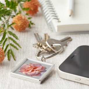 pink rose bloom key ring