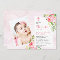 Pink Rose Blooms Girl Baby Photo Baptism