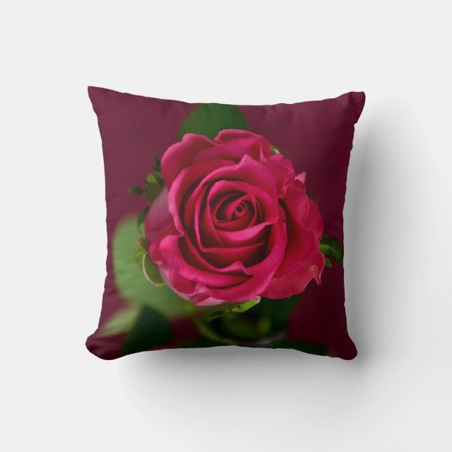 Pink Rose Blossom Flowers Pillow (Front)