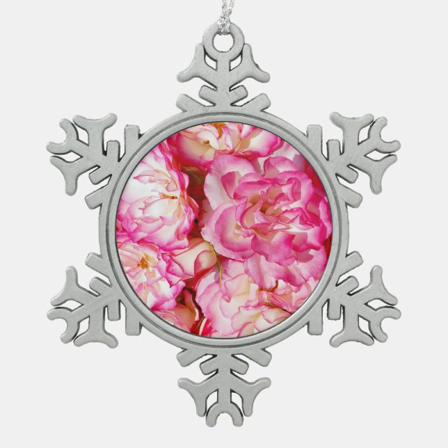 Pink rose blossoms christmas ornament (Front)