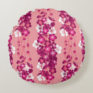 Pink rose blossoms: seamless background. round cushion