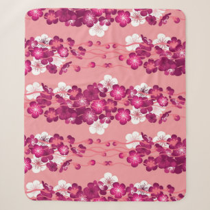 Pink rose blossoms: seamless background. sherpa blanket