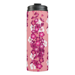 Pink rose blossoms: seamless background. thermal tumbler