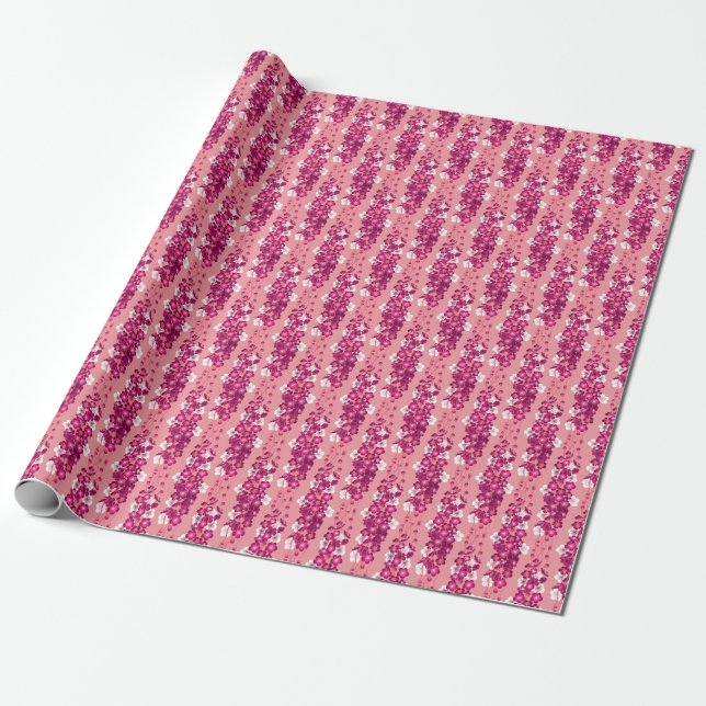 Pink rose blossoms: seamless background. wrapping paper (Unrolled)