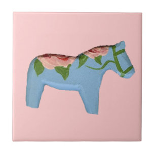 Pink Rose Blue Horse Tile