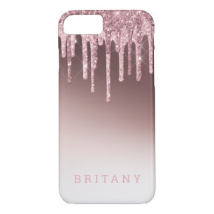 Pink Rose Blush Girly Glitter Sparkle Name iPhone 8/7 Case