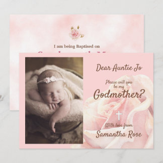 Pink rose blush Godmother invitation