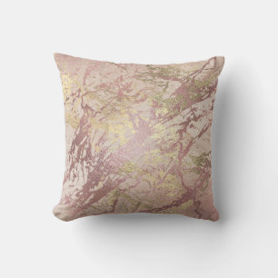 Pink Rose Blush Gold Blush Metallic Marble Monoc Cushion