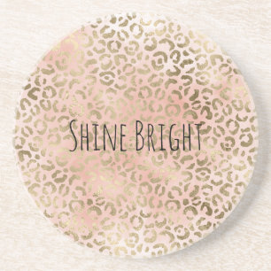 Pink Rose Blush Gold Leopard Animal Print    Coaster