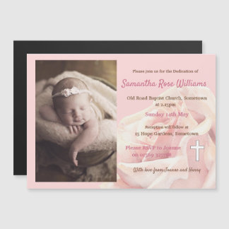 Pink rose blush magnetic invitation