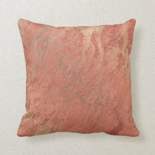 Pink Rose Blush Powder Copper Coral Marble Abstrac Cushion