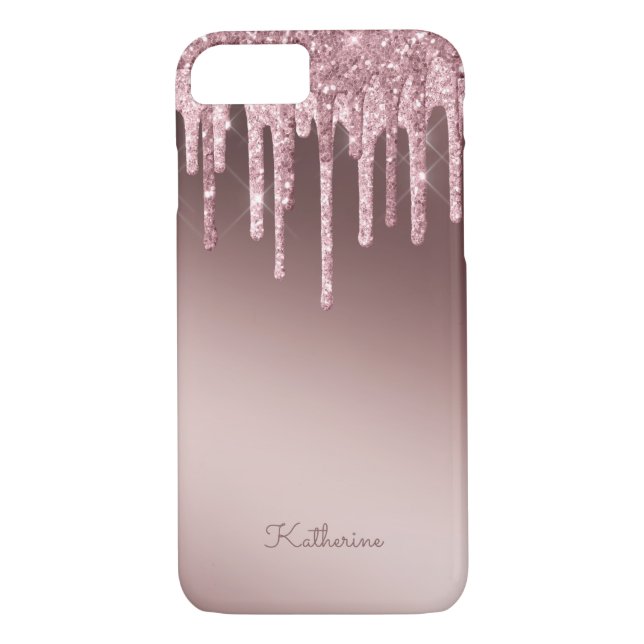 Pink Rose Blush Purple Glitter Sparkle Case-Mate iPhone Case (Back)