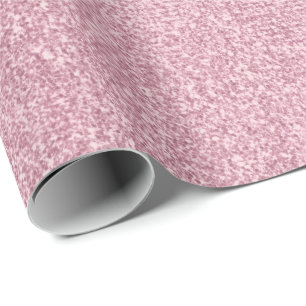 Pink Rose Blush Shiny Metallic Glass Minimal Wrapping Paper