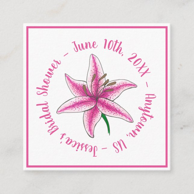 Pink Rosé Blush Wine Glass Wedding Bridal Shower  Enclosure Card (Front)