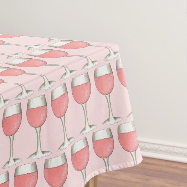 Pink Rosé Blush Wine Glass Winery Bridal Shower Tablecloth (In Situ)