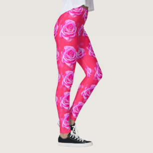 Pink Rose Bokeh, Sparkle Pink Ladies Leggings