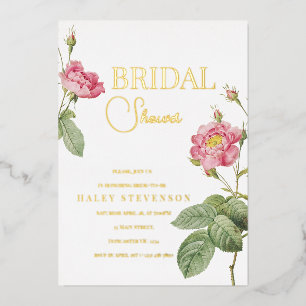 Pink Rose Botanical Floral Chic Bridal Shower