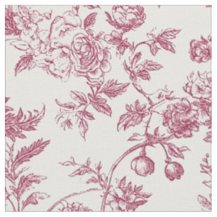Pink Rose Botanical Toile Fabric