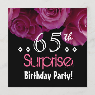 Pink Rose Bouquet 65th Surprise Birthday S001 Invitation